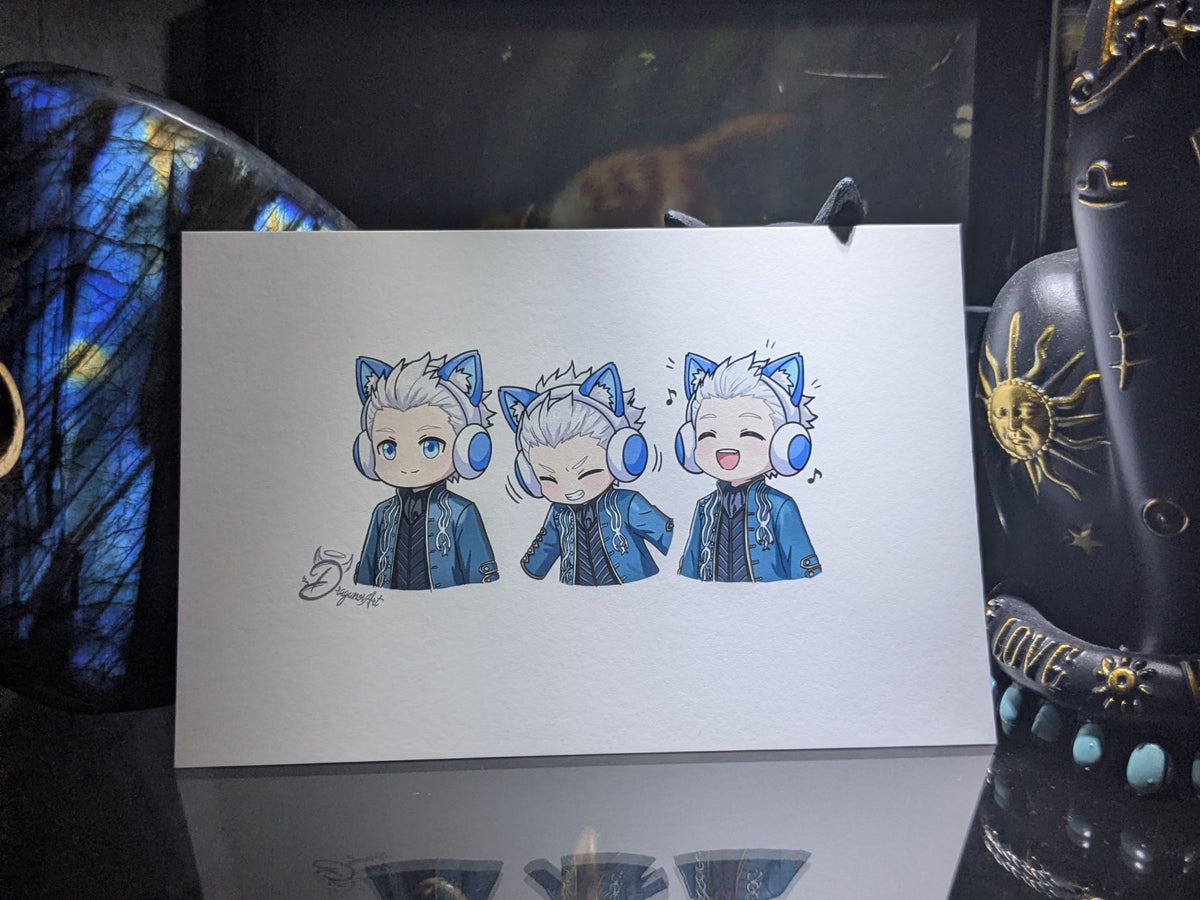 Vergil Chibi (Music) - Print | Devil May Cry